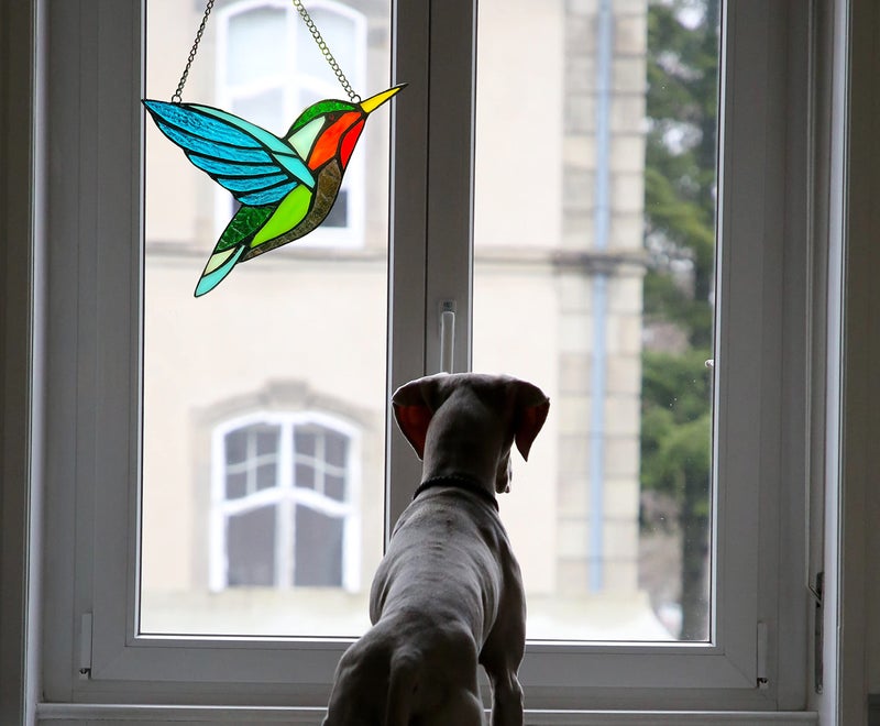 Zuajiter 2 Pack Hummingbird Stained Glass Birds Window Hangings  Stained Glass Decorations Bird Suncatcher for Window Decor Hummingbird Gifts for Mom Bird Lovers - Image 4